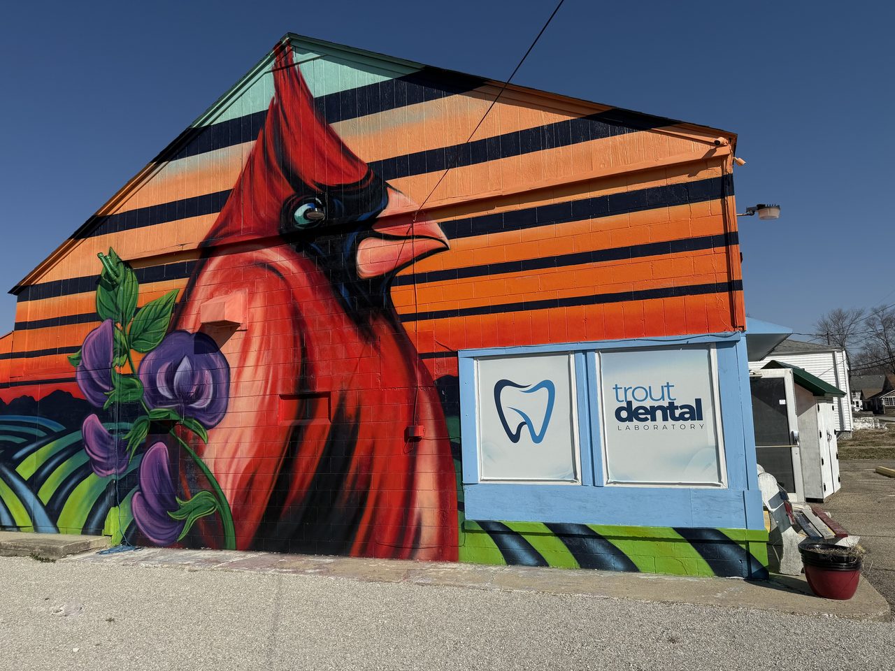 The Trout Dental Laboratory building in Fillmore, Indiana.